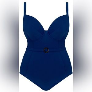 NWT Curvy Kate Navy Retro Sun One Piece Swimsuit 38FF UK (38H US)